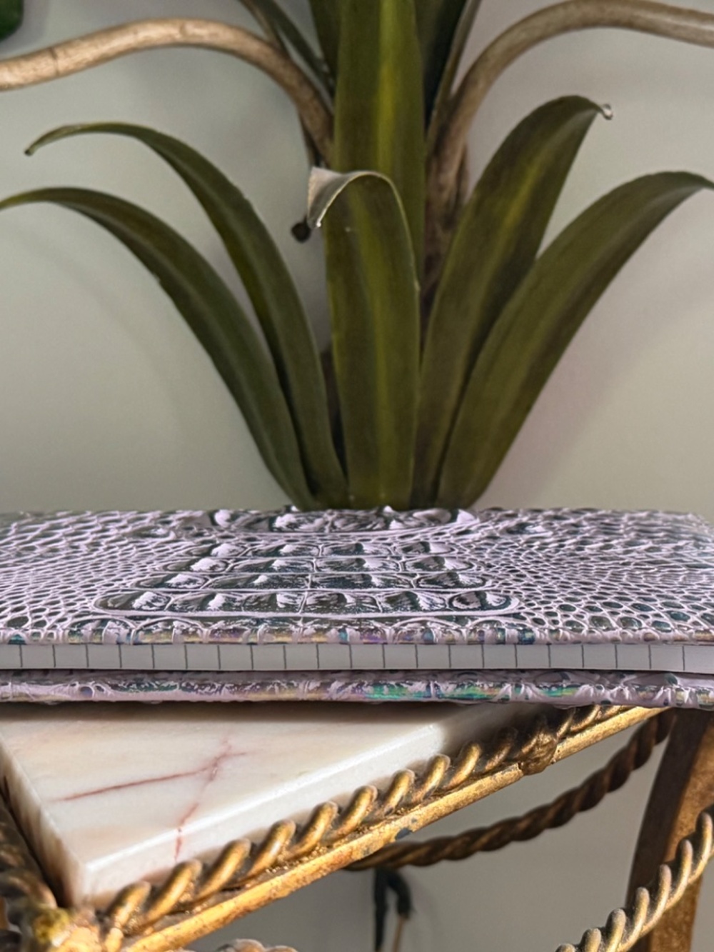 💜 NWOT Brahmin Violet Wonderland Iridescent Leather Journal Front EYE 💜 - Picture 8 of 13
